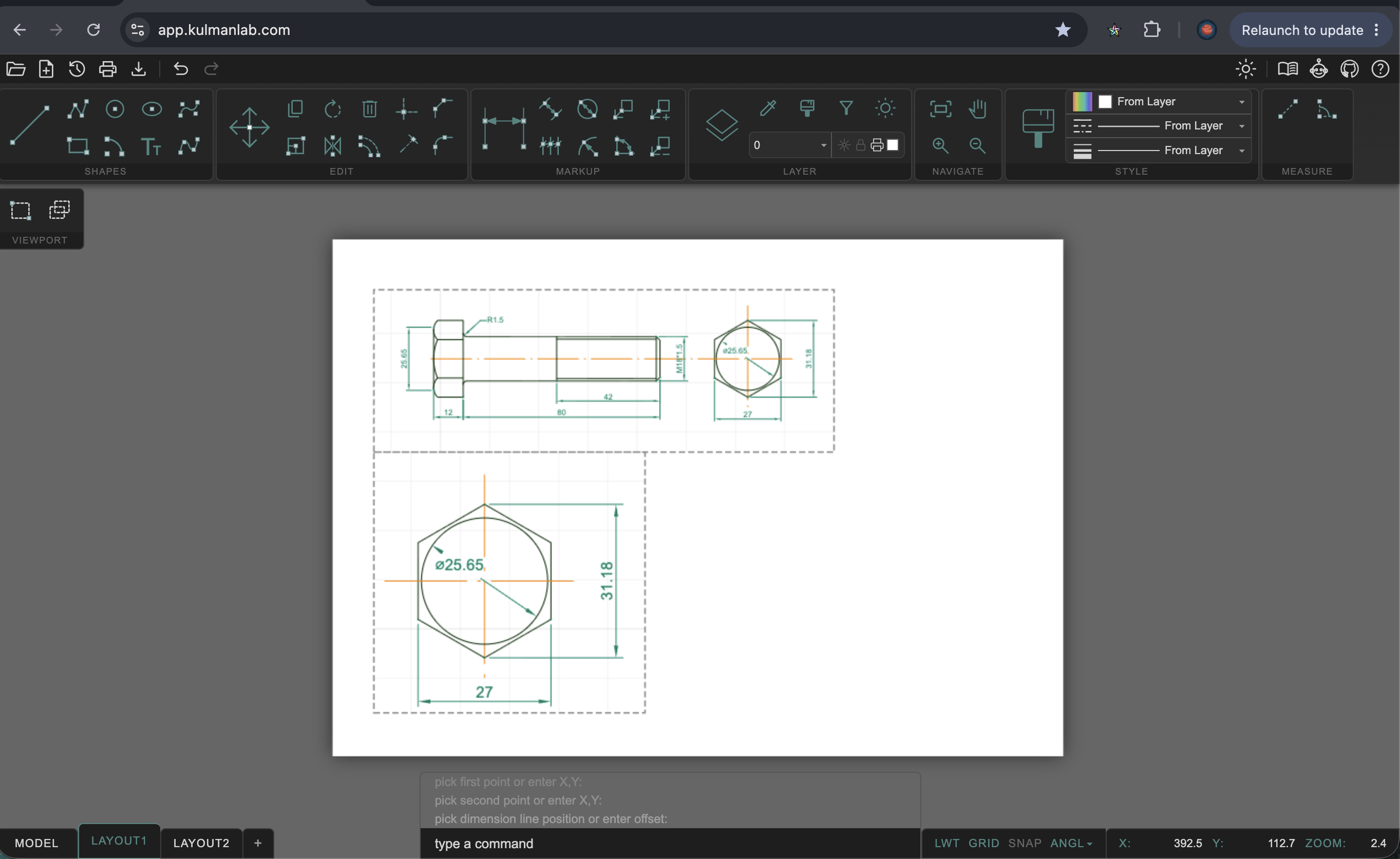 KulmanLab CAD — print layout view